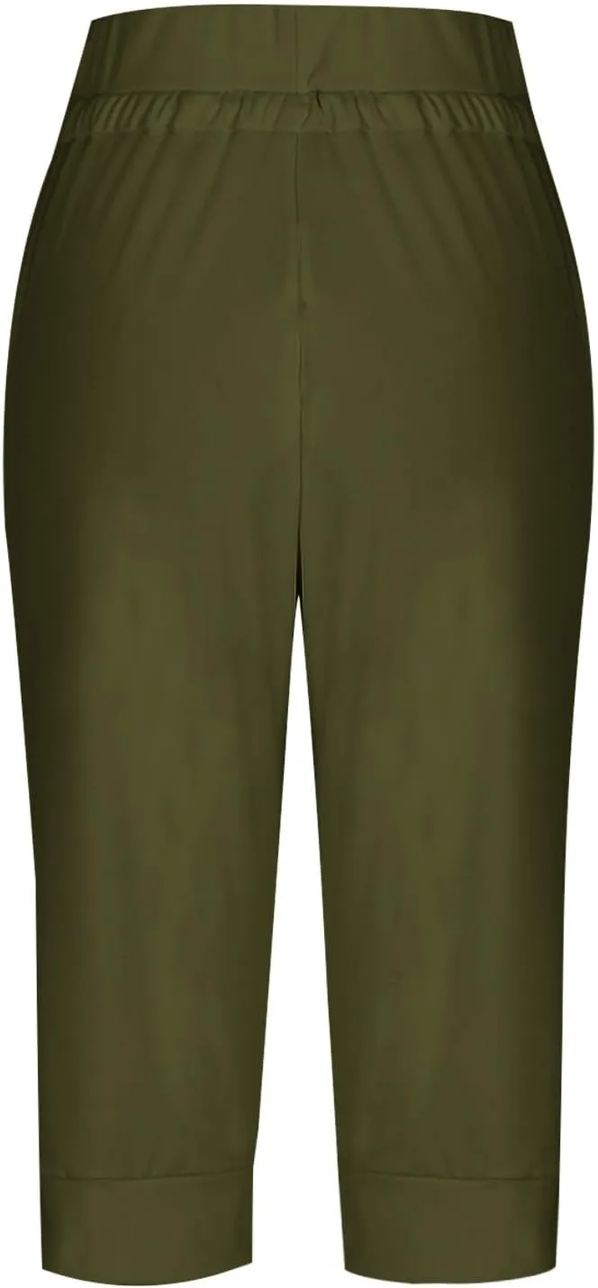 TUNUSKAT Womens Capri Sweatpants Lounge Cropped Joggers High Waisted Running Hiking Capris Stretch 3/4 Yoga Pants with Pocket