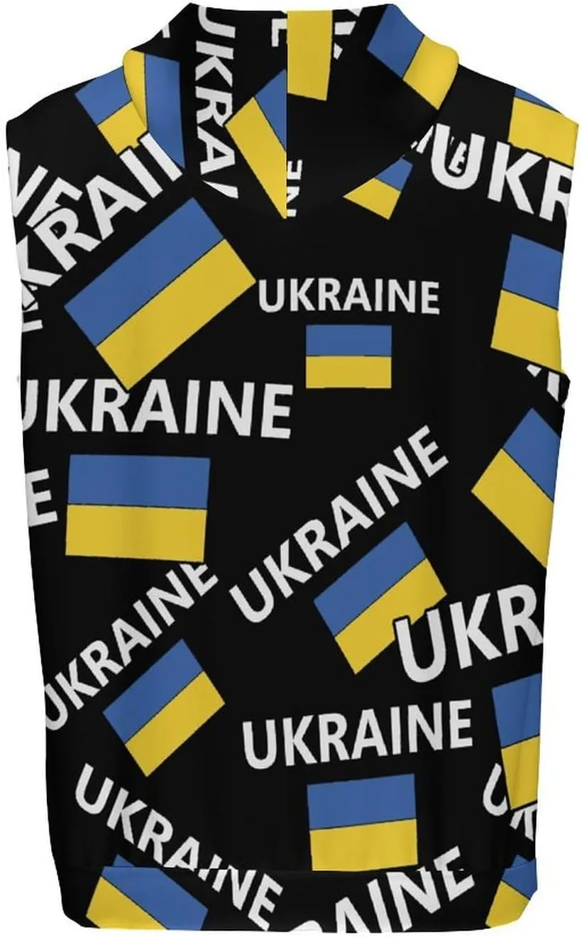 Ukrainian Flag Men's Workout Tank Tops Sleeveless Running Shirts With Hoodie Workout Hooded