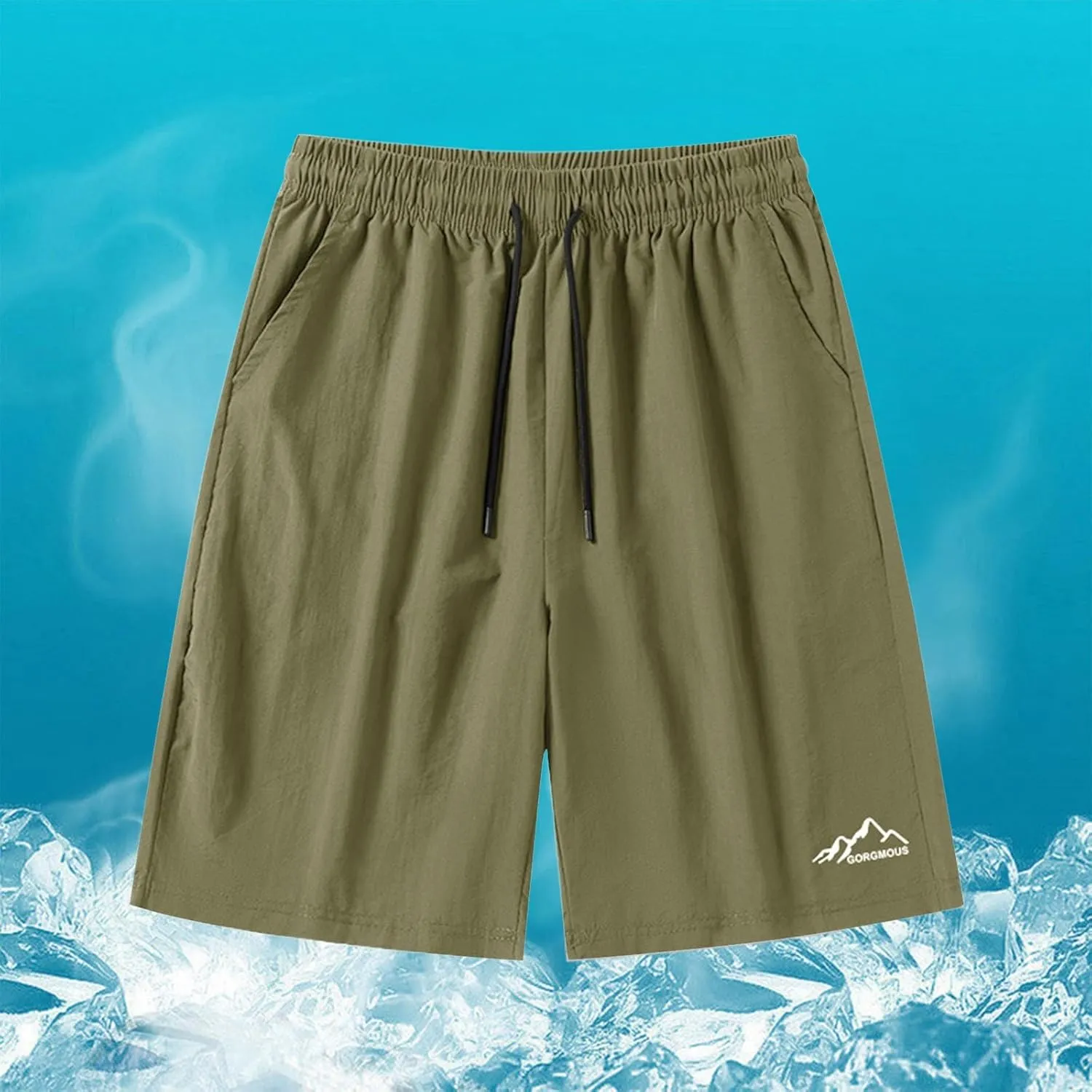 Unisex Athletic Shorts Ice Silk Quick Drying Stretch Shorts for Women Men Summer Workout Gym with Zipper Pockets