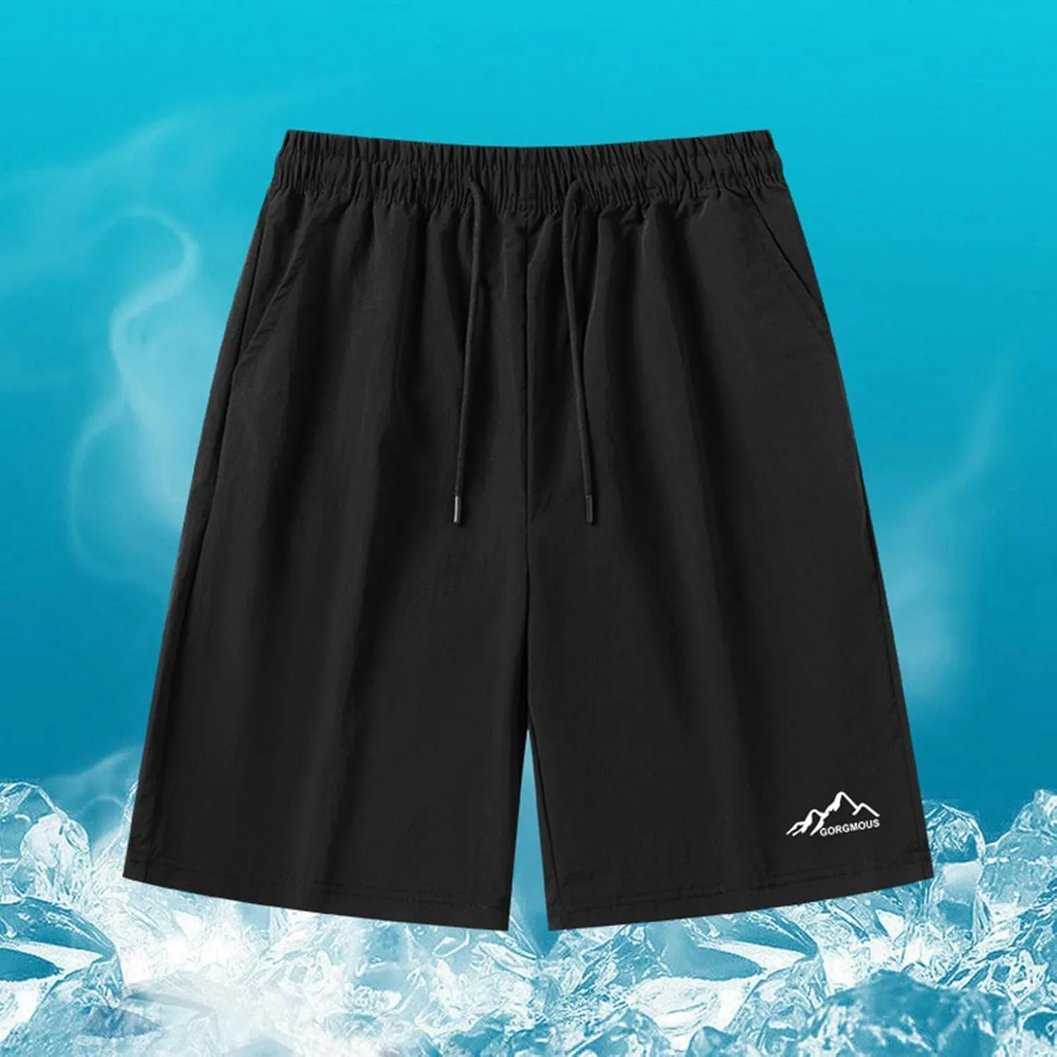 Unisex Athletic Shorts Ice Silk Quick Drying Stretch Shorts for Women Men Summer Workout Gym with Zipper Pockets