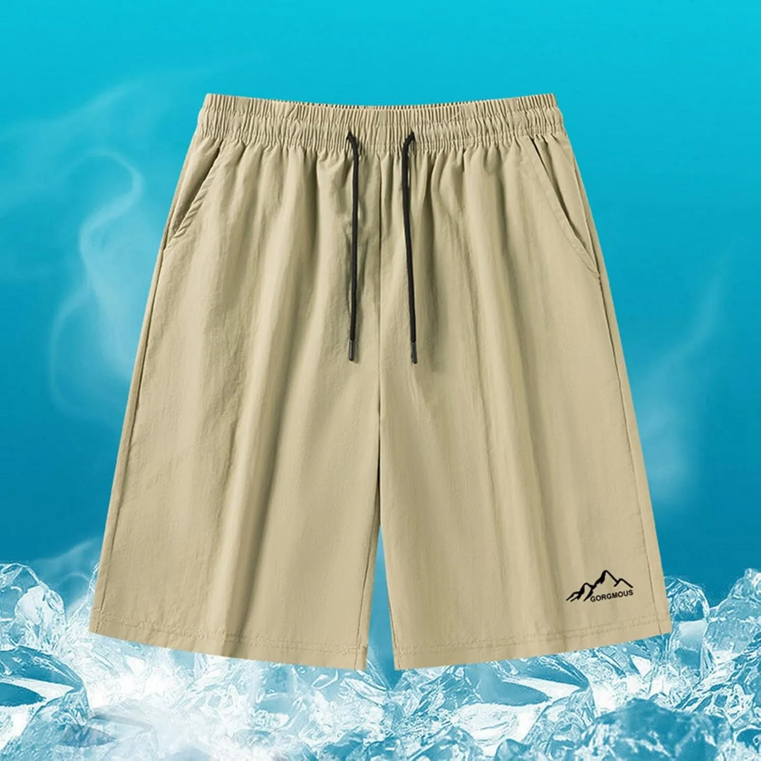 Unisex Athletic Shorts Ice Silk Quick Drying Stretch Shorts for Women Men Summer Workout Gym with Zipper Pockets