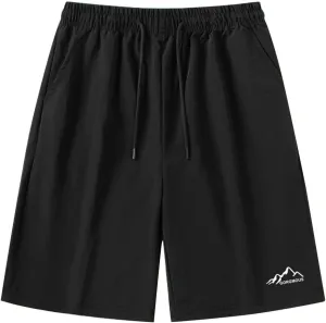 Unisex Athletic Shorts Ice Silk Quick Drying Stretch Shorts for Women Men Summer Workout Gym with Zipper Pockets