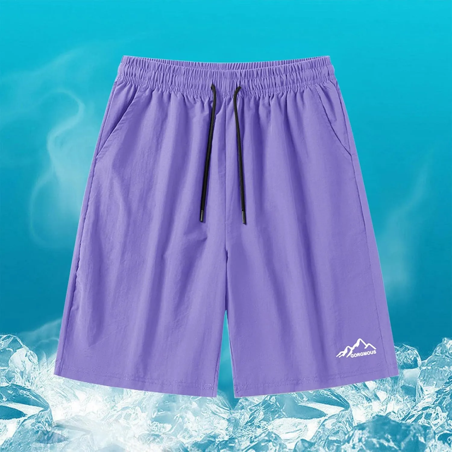 Unisex Athletic Shorts Ice Silk Quick Drying Stretch Shorts for Women Men Summer Workout Gym with Zipper Pockets