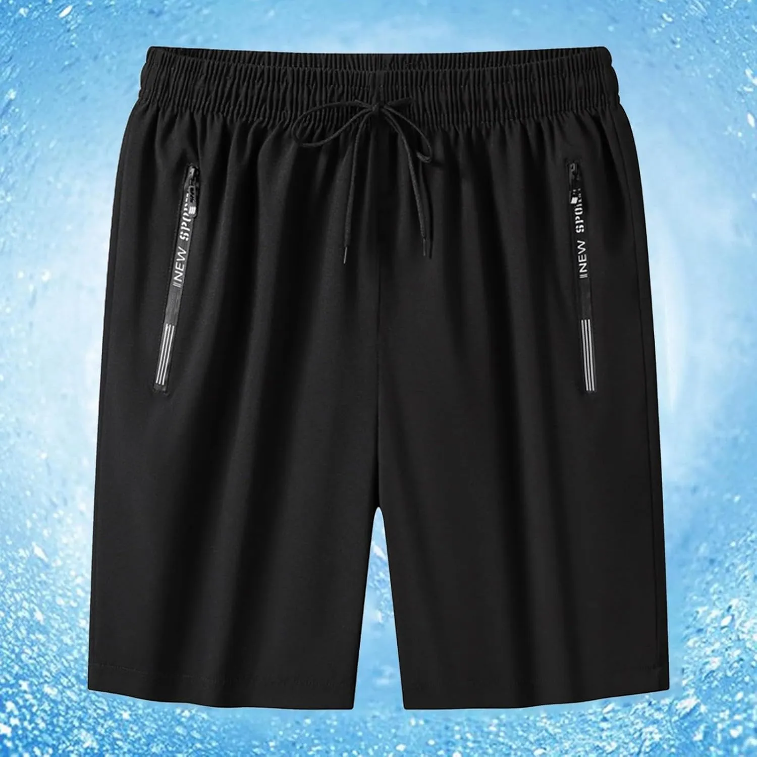 Unisex Athletic Shorts Ice Silk Quick Drying Stretch Shorts for Women Men Summer Workout Gym with Zipper Pockets