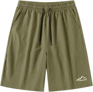 Unisex Athletic Shorts Ice Silk Quick Drying Stretch Shorts for Women Men Summer Workout Gym with Zipper Pockets
