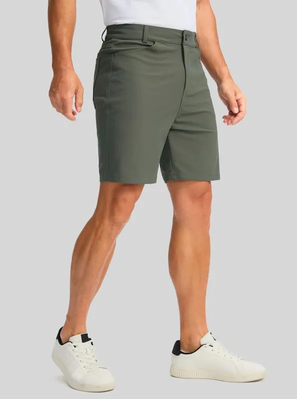 Viodia Men's Golf Shorts with Pockets 7 Inch Flat Front Slim Fit Chino Stretch Shorts for Men Summer Casual Dress