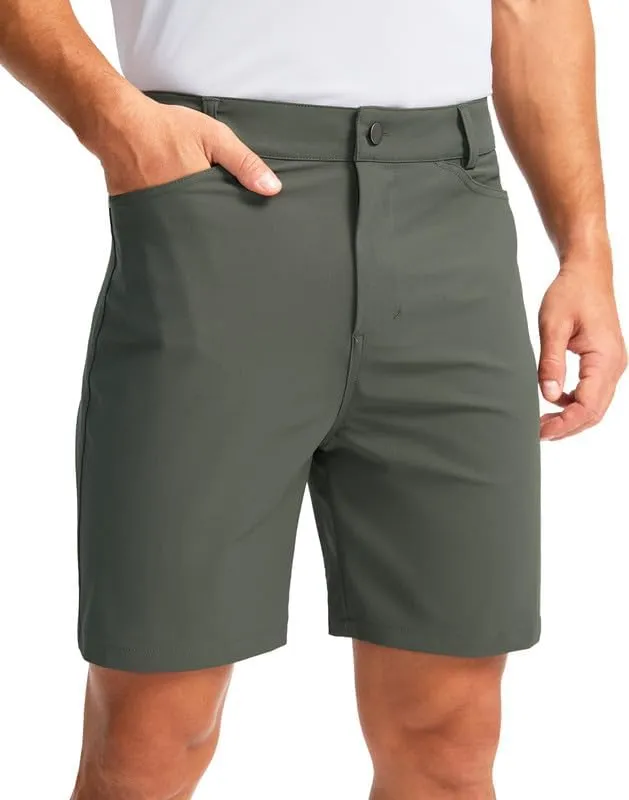 Viodia Men's Golf Shorts with Pockets 7 Inch Flat Front Slim Fit Chino Stretch Shorts for Men Summer Casual Dress