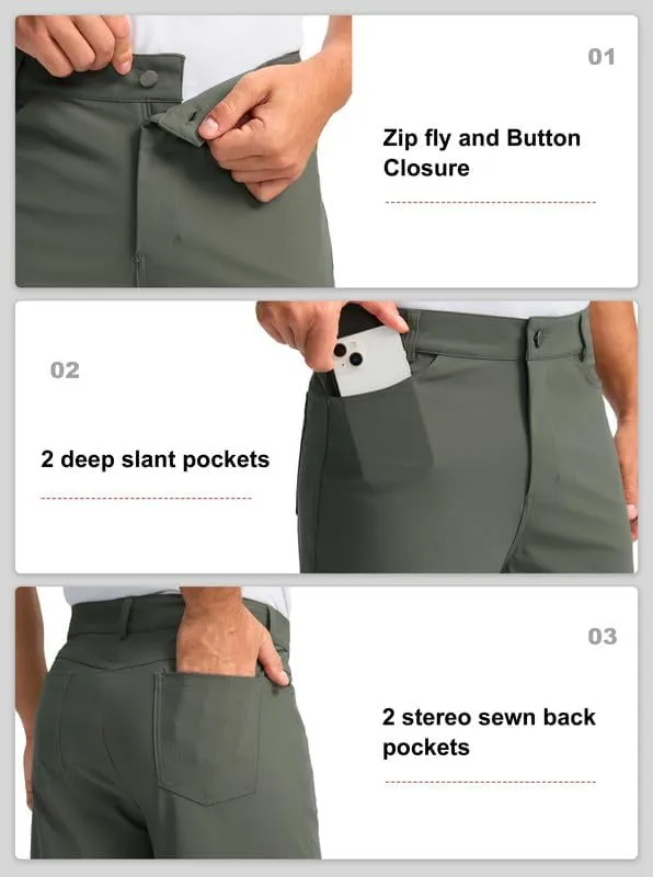 Viodia Men's Golf Shorts with Pockets 7 Inch Flat Front Slim Fit Chino Stretch Shorts for Men Summer Casual Dress