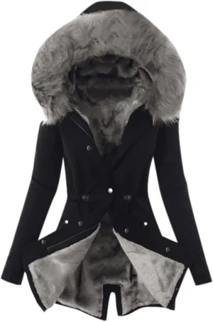Warm Jacket Size Winter Coat Lapel Collar Long Sleeve Jacket Vintage Thicken Coat Womens 2024 Winter Zip Puffer