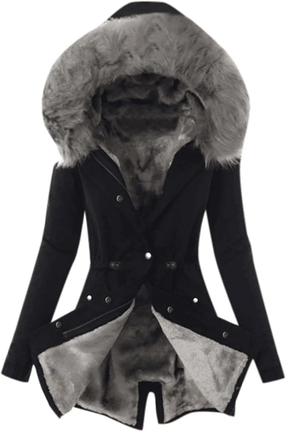 Warm Jacket Size Winter Coat Lapel Collar Long Sleeve Jacket Vintage Thicken Coat Womens 2024 Winter Zip Puffer