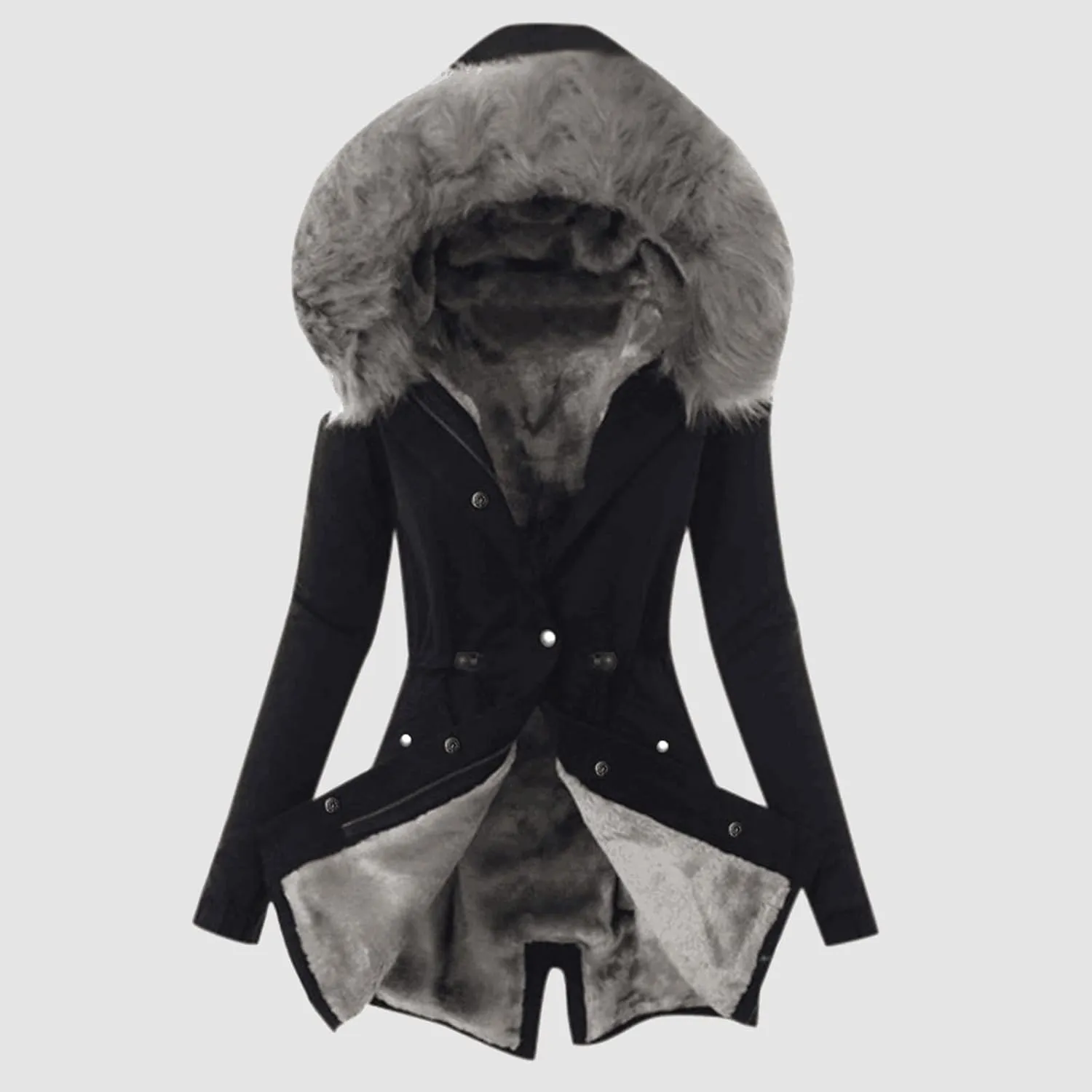 Warm Jacket Size Winter Coat Lapel Collar Long Sleeve Jacket Vintage Thicken Coat Womens 2024 Winter Zip Puffer