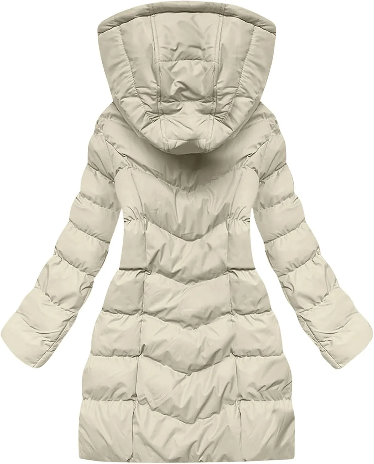 Winter Coats for Women Quilted Down Jacket Full Zip Puffer Coat Thicken Hooded Outerwear Casual Fleece Lined Coat