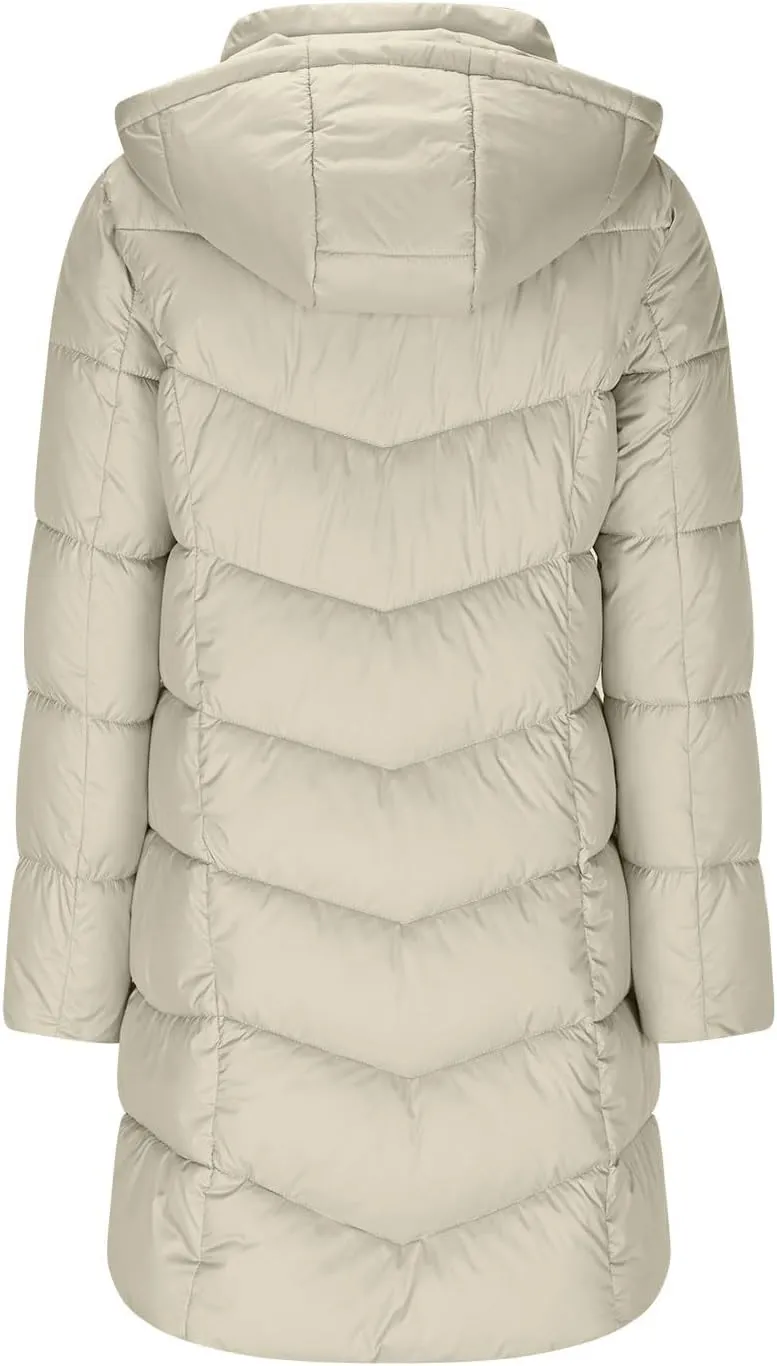 Winter Coats for Women Quilted Down Jacket Full Zip Puffer Coat Thicken Hooded Outerwear Casual Fleece Lined Coat