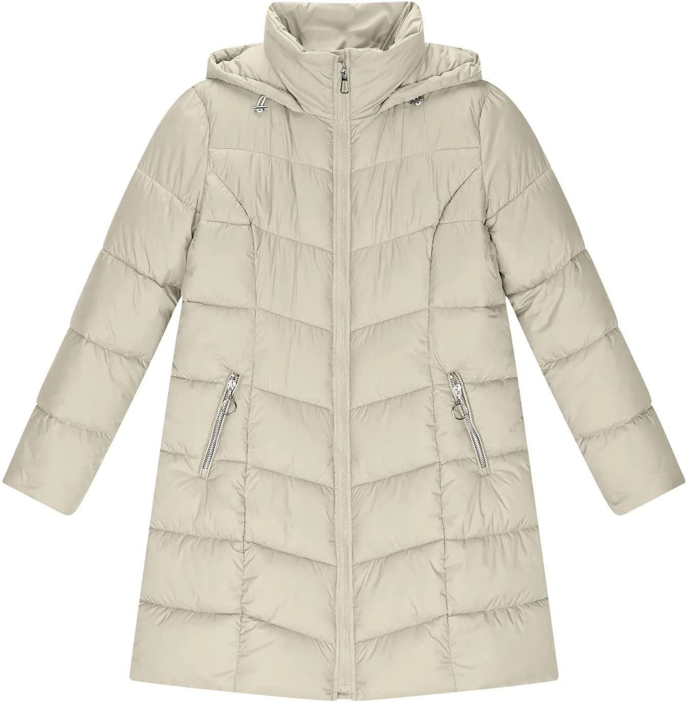 Winter Coats for Women Quilted Down Jacket Full Zip Puffer Coat Thicken Hooded Outerwear Casual Fleece Lined Coat