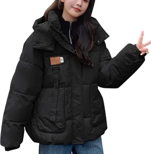 Winter Jackets for Women Trendy Relaxed Fit down Jacket Coats Full-Zip Thicken Puffer Jacket Outwear with Removable Hood