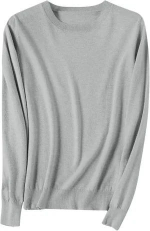 Wkishenl Cashmere Sweaters for Women Long Sleeve Crewneck/V-Neck Knit Pullover Classic Solid Shirts Fall Fashion Clothes 2024