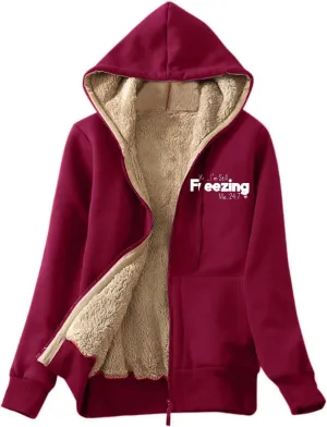 Wkishenl Women's Winter Hoodies Sherpa Fleece Lined Sweatshirt Fashion Print Jacket Coat Full Zip Up Warm Heavyweight Outwear