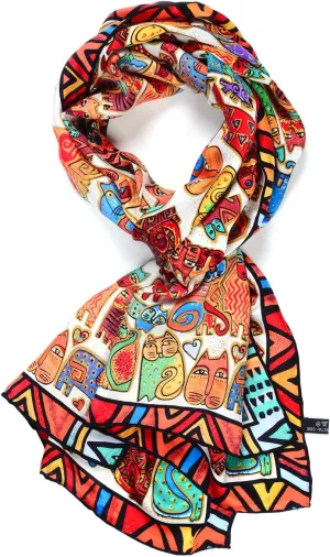 Women 100% Silk Scarves Van Gogh Painted Scarf