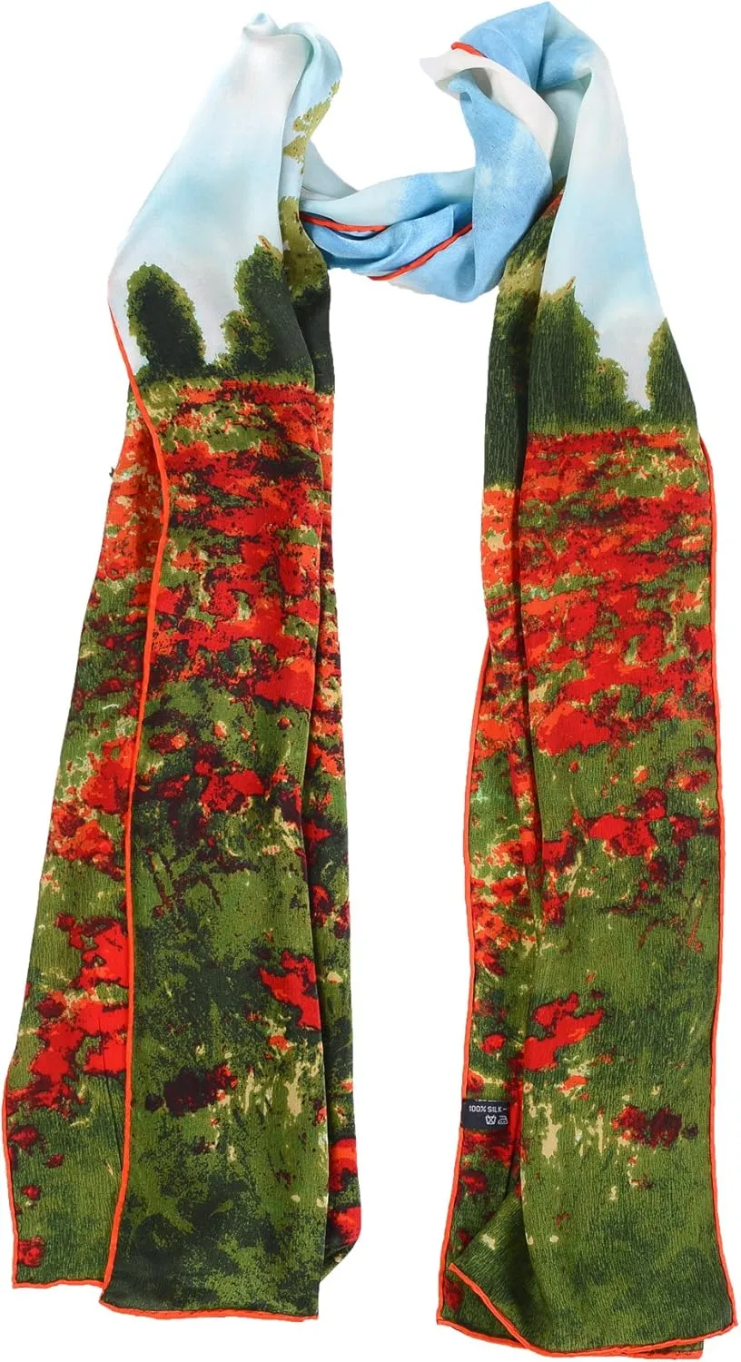 Women 100% Silk Scarves Van Gogh Painted Scarf