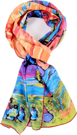 Women 100% Silk Scarves Van Gogh Painted Scarf
