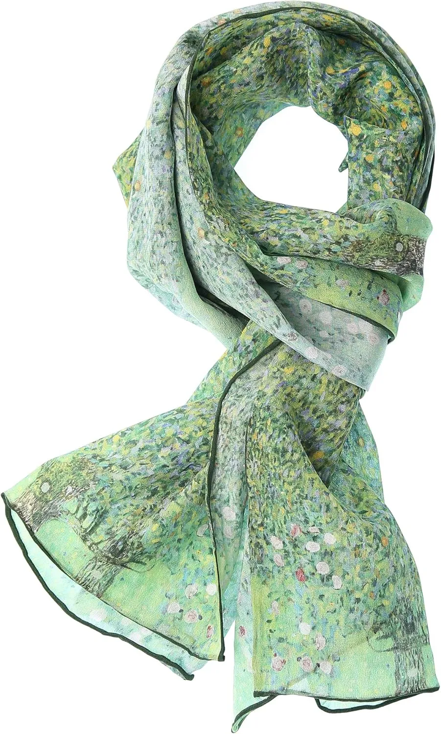 Women 100% Silk Scarves Van Gogh Paul Gauguin Monet Painted Scarf