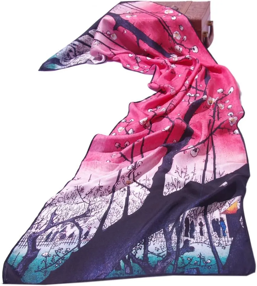 Women 100% Silk Scarves Van Gogh Paul Gauguin Monet Painted Scarf