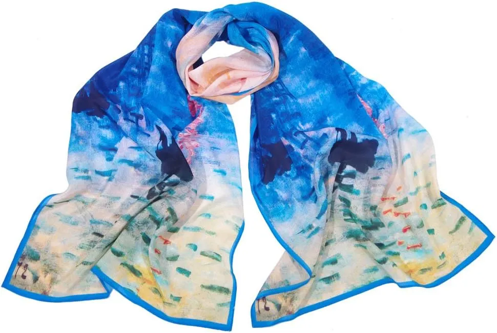 Women 100% Silk Scarves Van Gogh Paul Gauguin Monet Painted Scarf