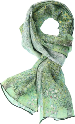 Women 100% Silk Scarves Van Gogh Paul Gauguin Monet Painted Scarf