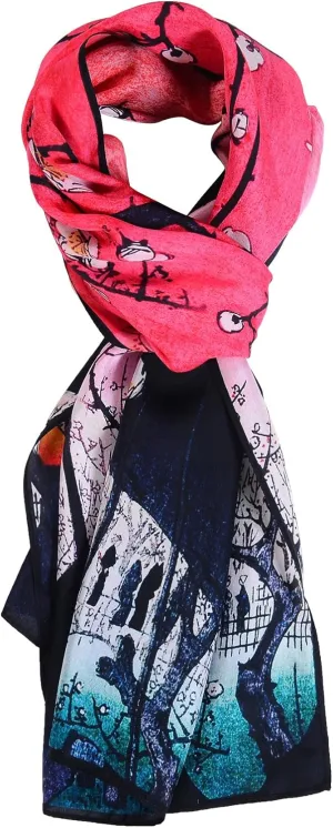 Women 100% Silk Scarves Van Gogh Paul Gauguin Monet Painted Scarf