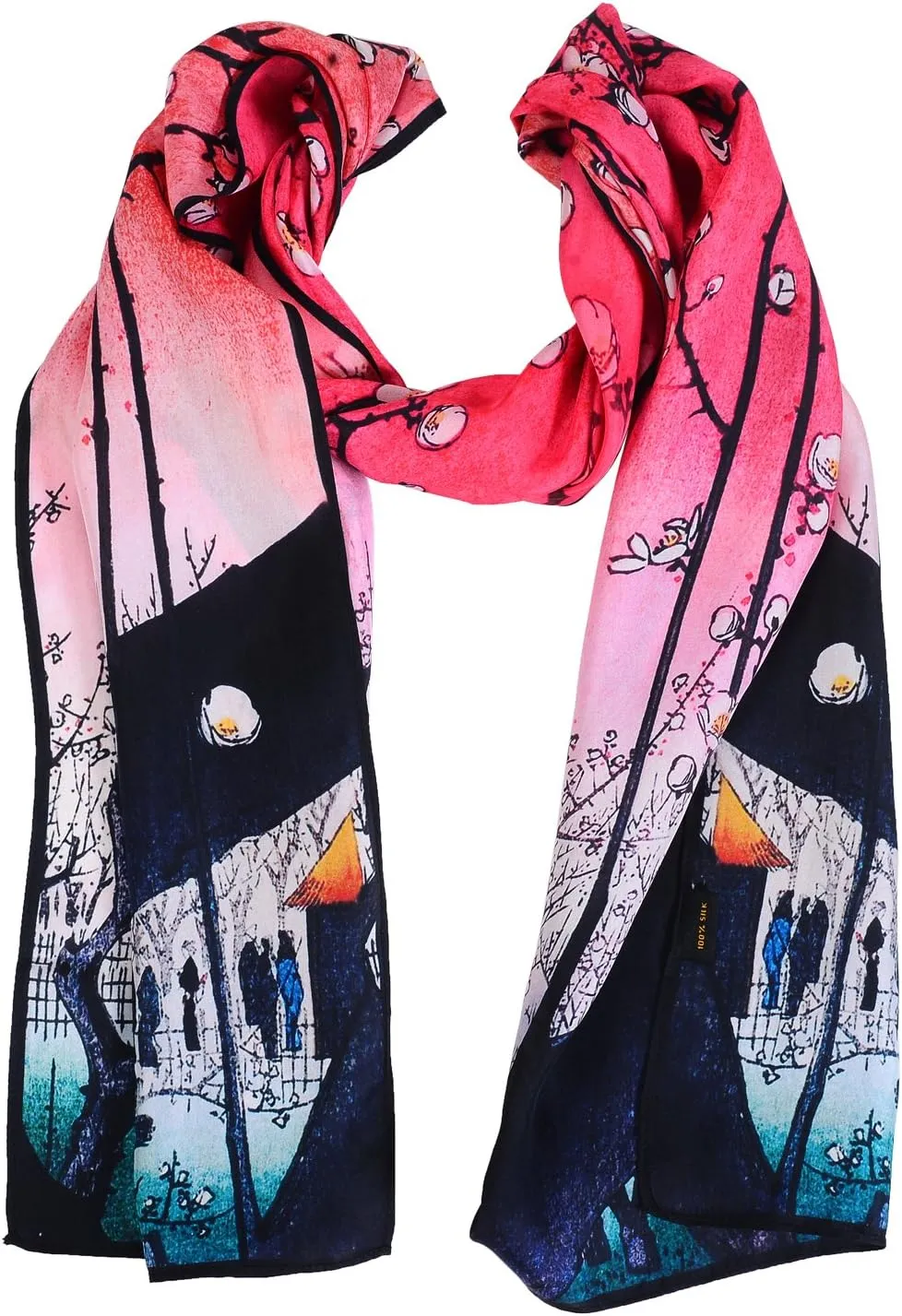 Women 100% Silk Scarves Van Gogh Paul Gauguin Monet Painted Scarf
