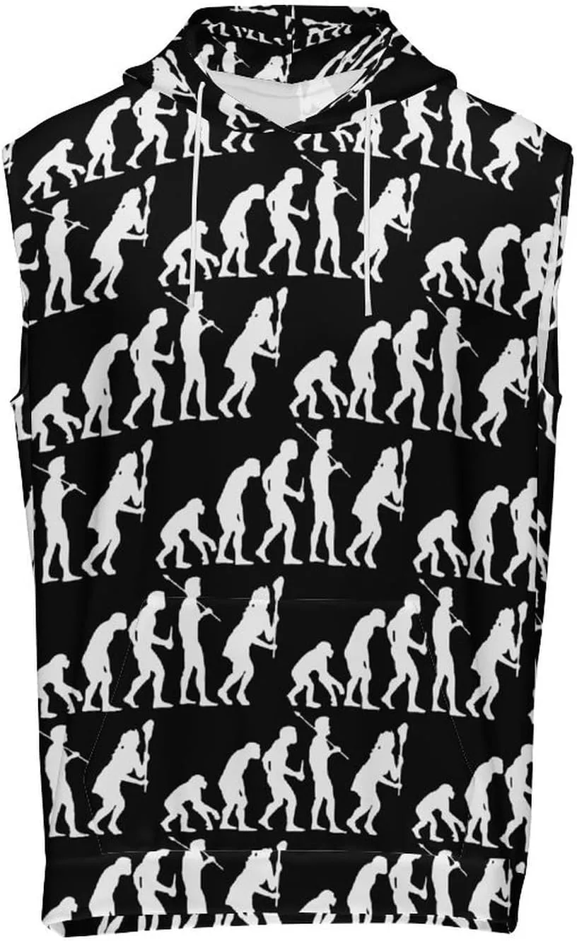 Women Lacrosse Evolution Men's Workout Tank Tops Sleeveless Running Shirts With Hoodie Workout Hooded