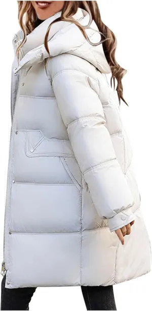 Women Winter Coats Long Hooded Lightweight Puffer Jackets Plus Size Thicken Quilted Jackets Parkas Down Coats Outerwear