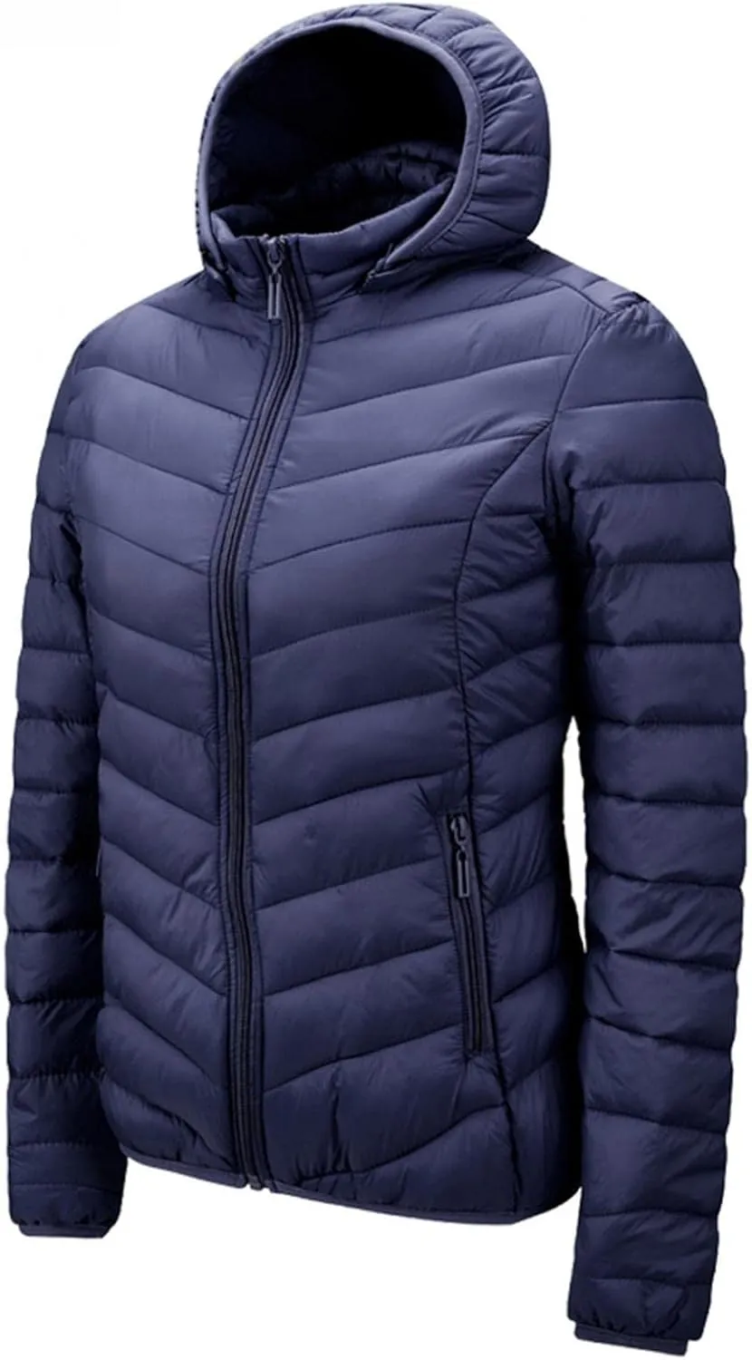 Women Winter Cotton Jacket Coat Lightweight Bubble Pleated Slim Fit Detachable Hooded Down Jackets Puffer Overcoat