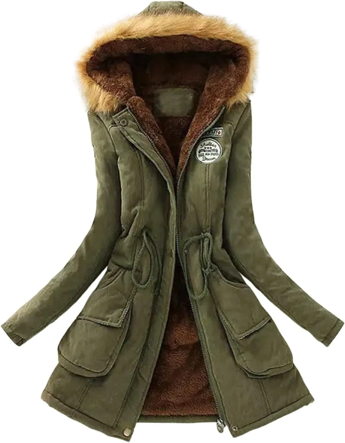 Womens 2024 Winter Hooded Coats Fashion Slim Warm Quilted Coat Daily Casual Comfy Long Sleeve Puffer Jacket with Pocket