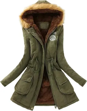 Womens 2024 Winter Hooded Coats Fashion Slim Warm Quilted Coat Daily Casual Comfy Long Sleeve Puffer Jacket with Pocket