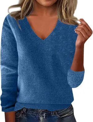 Women's Cashmere Sweaters Casual Loose Merino Wool Sweater Pullovers Long Sleeve Knitted Sweaters