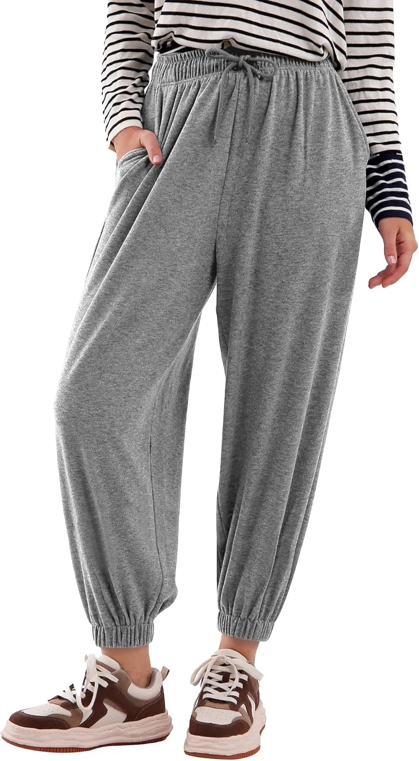 Womens Casual Drawstring Sweatpants Loose Joggers High Waisted Athletic Comfy Yoga Workout Lounge Pants with Pockets