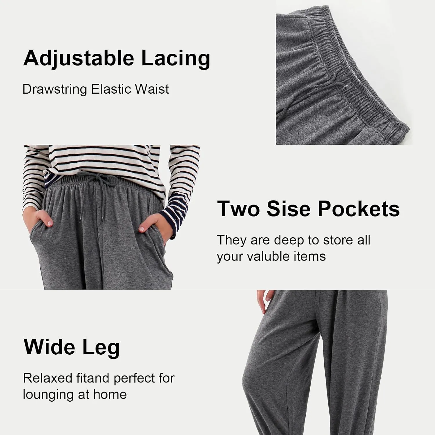 Womens Casual Drawstring Sweatpants Loose Joggers High Waisted Athletic Comfy Yoga Workout Lounge Pants with Pockets