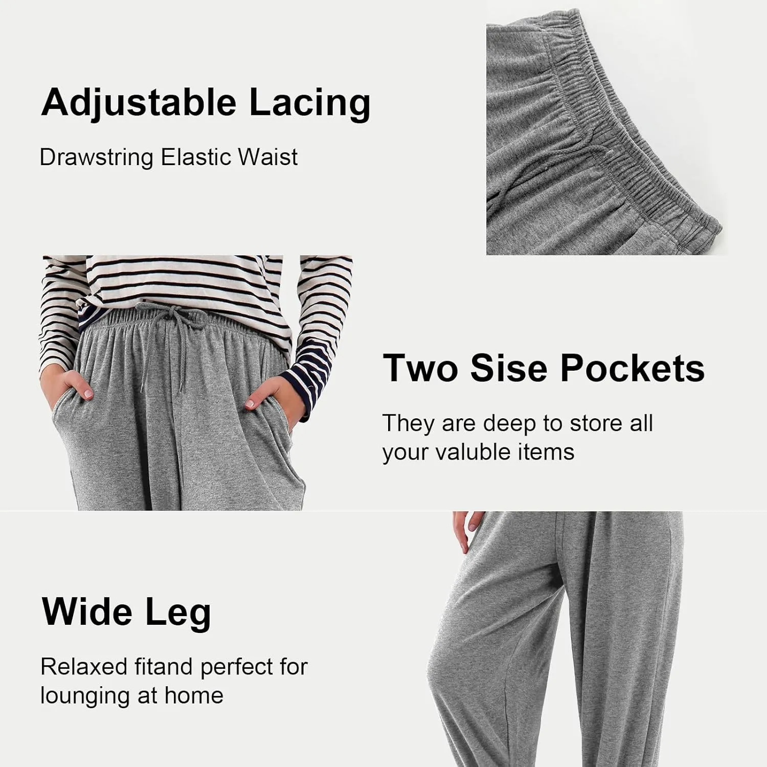 Womens Casual Drawstring Sweatpants Loose Joggers High Waisted Athletic Comfy Yoga Workout Lounge Pants with Pockets