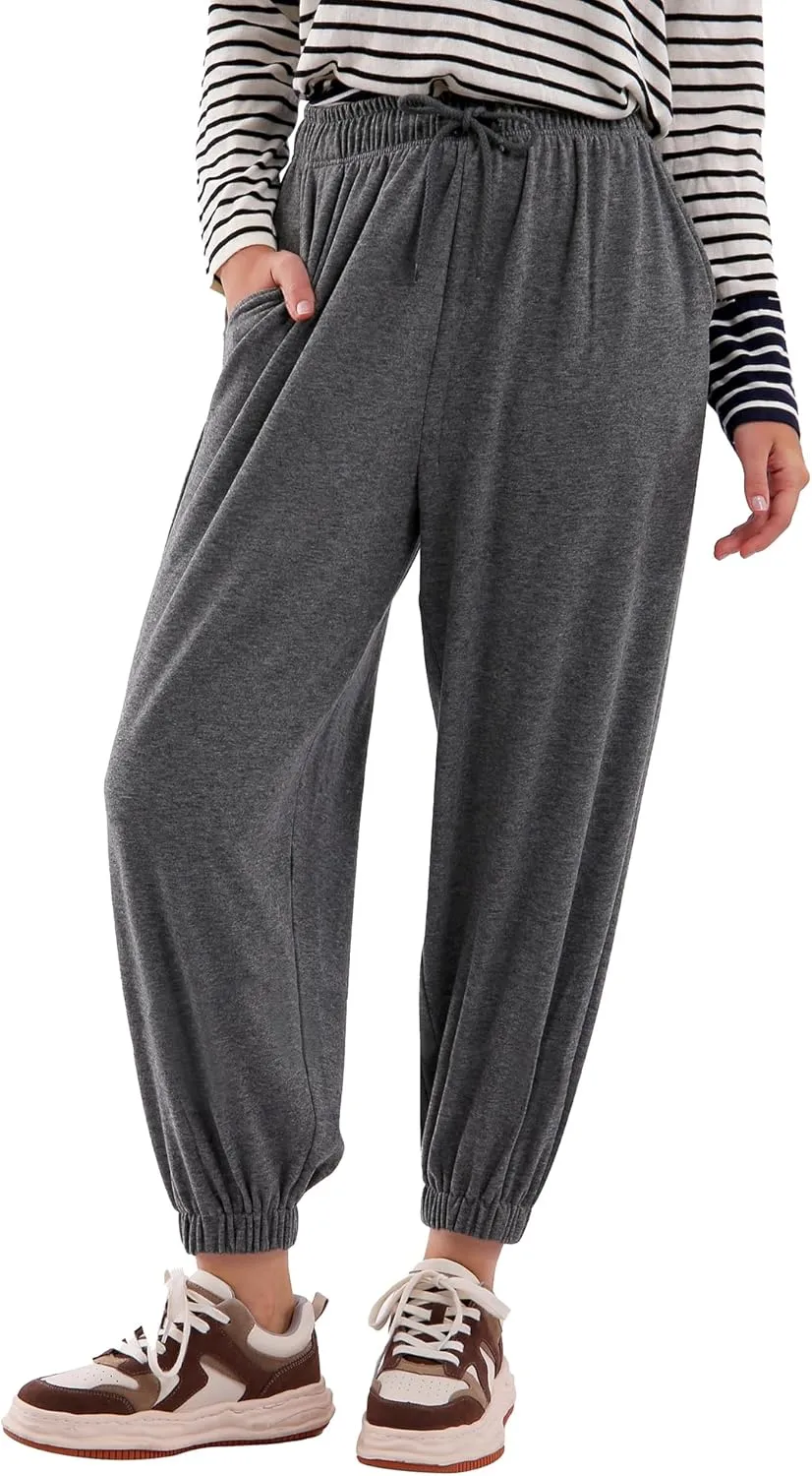Womens Casual Drawstring Sweatpants Loose Joggers High Waisted Athletic Comfy Yoga Workout Lounge Pants with Pockets