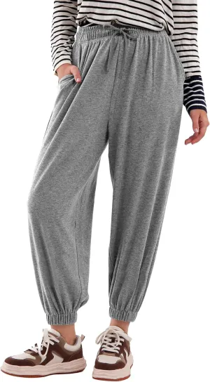 Womens Casual Drawstring Sweatpants Loose Joggers High Waisted Athletic Comfy Yoga Workout Lounge Pants with Pockets