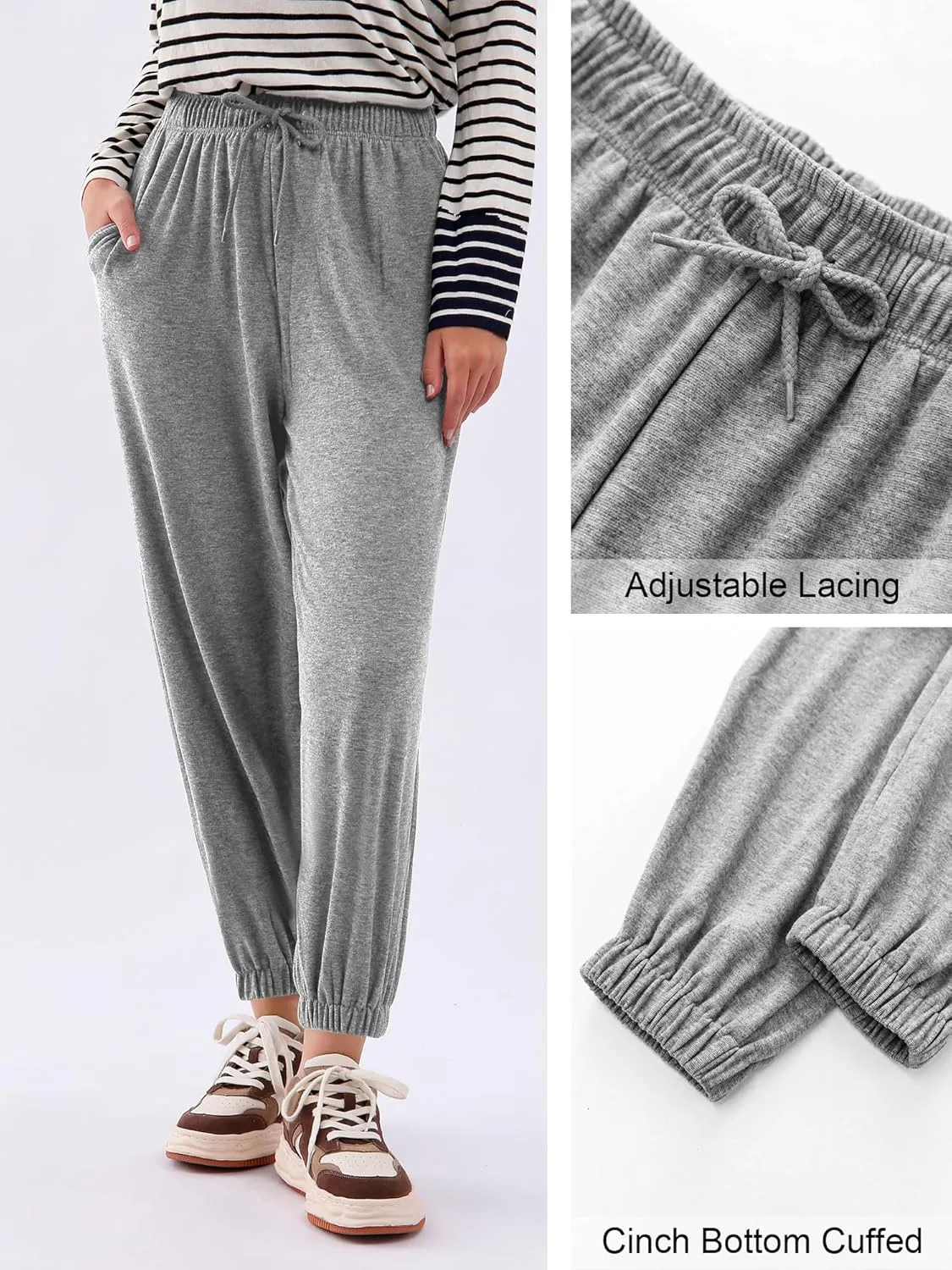 Womens Casual Drawstring Sweatpants Loose Joggers High Waisted Athletic Comfy Yoga Workout Lounge Pants with Pockets