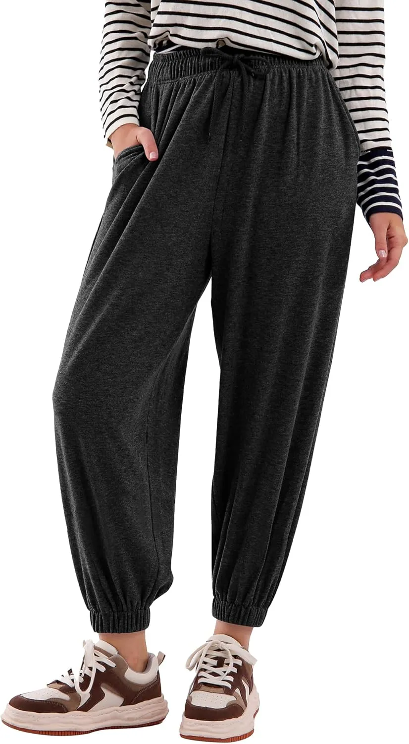 Womens Casual Drawstring Sweatpants Loose Joggers High Waisted Athletic Comfy Yoga Workout Lounge Pants with Pockets
