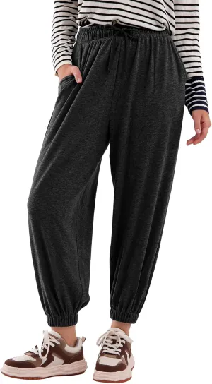 Womens Casual Drawstring Sweatpants Loose Joggers High Waisted Athletic Comfy Yoga Workout Lounge Pants with Pockets