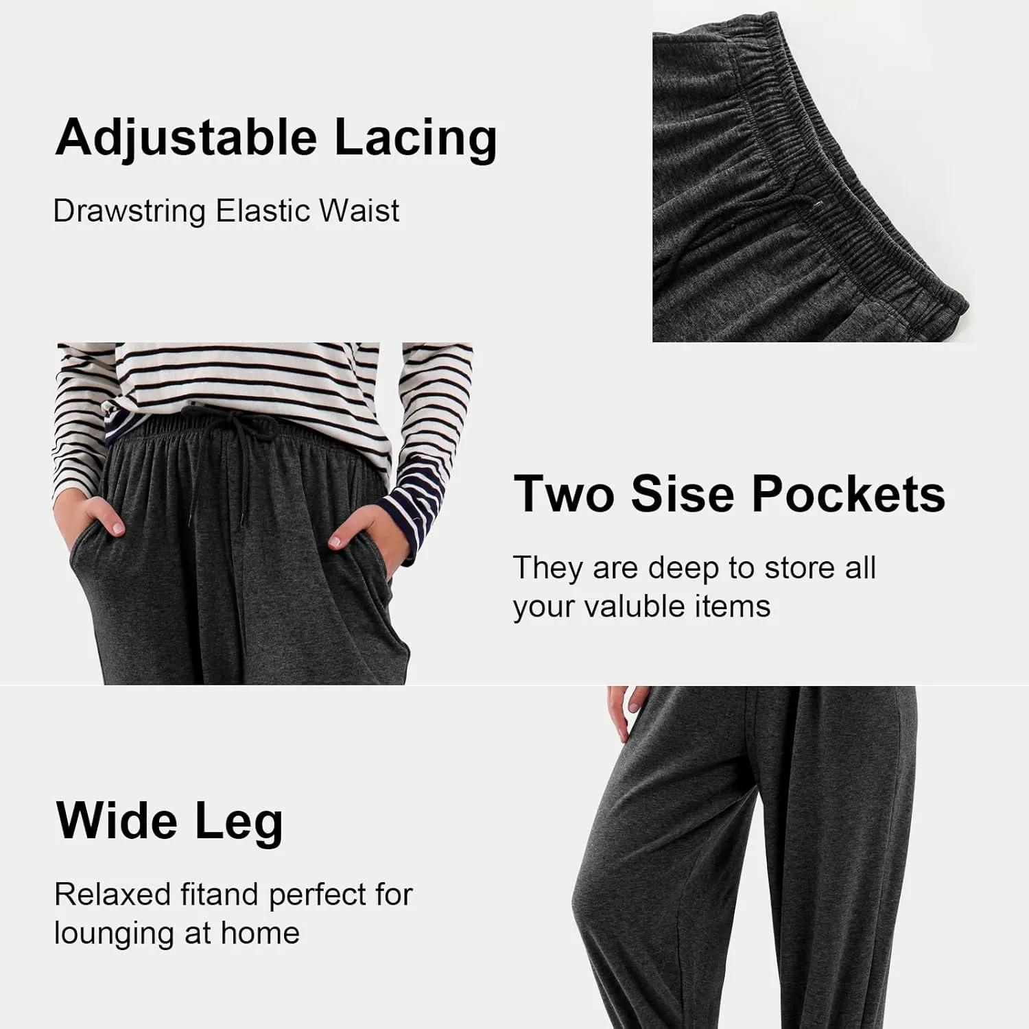 Womens Casual Drawstring Sweatpants Loose Joggers High Waisted Athletic Comfy Yoga Workout Lounge Pants with Pockets