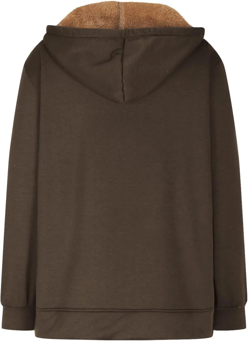 Women's Casual Full Zip Up Sherpa Lined Hoodie Drawstring Hooded Sweatshirts Soft Fleece Winter Warm Plain Jacket Coats