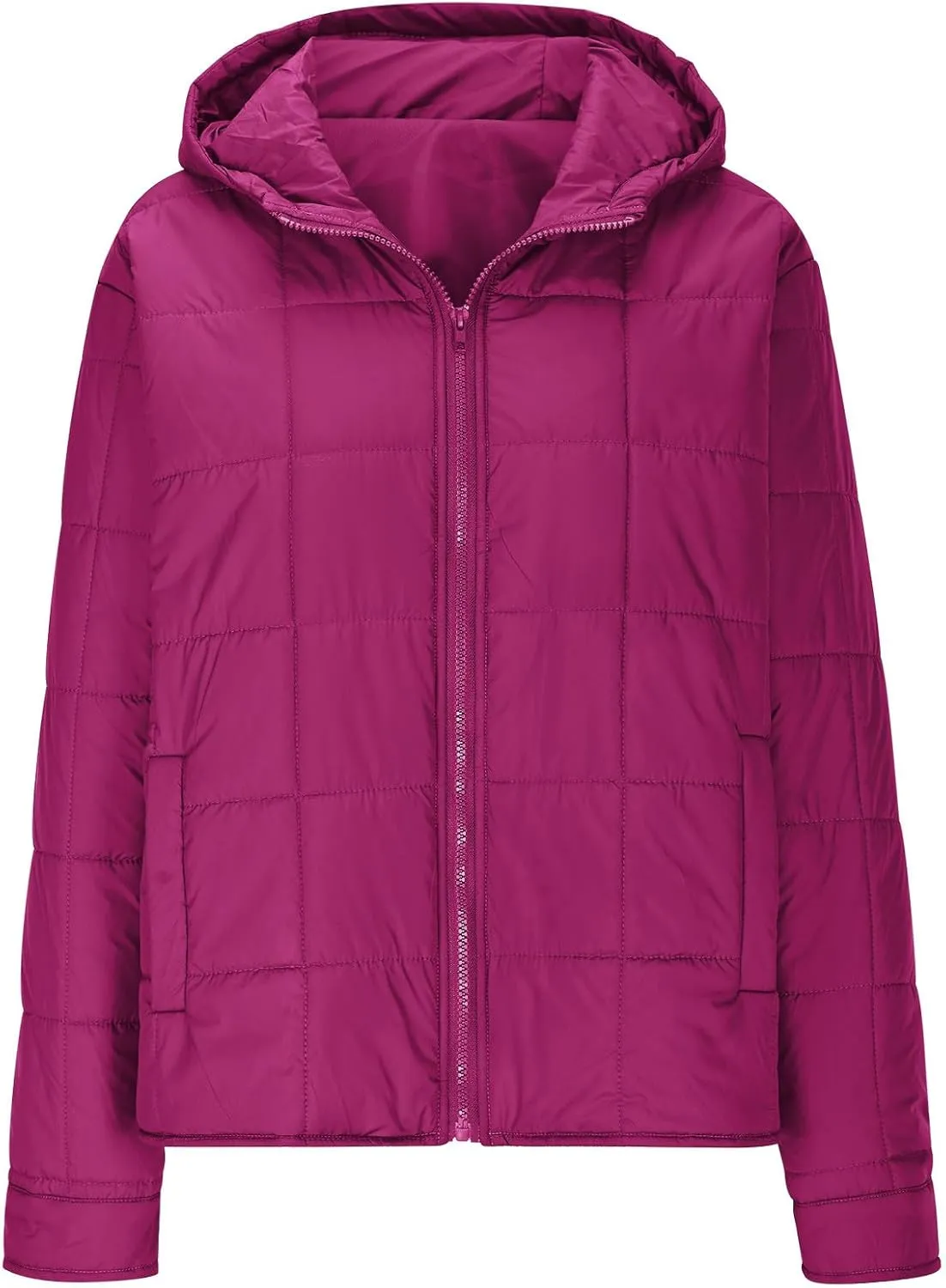 Womens Cropped Hooded Puffer Jacket Down Coats Winter Warm Cotton Padded Short Outerwear with Pockets