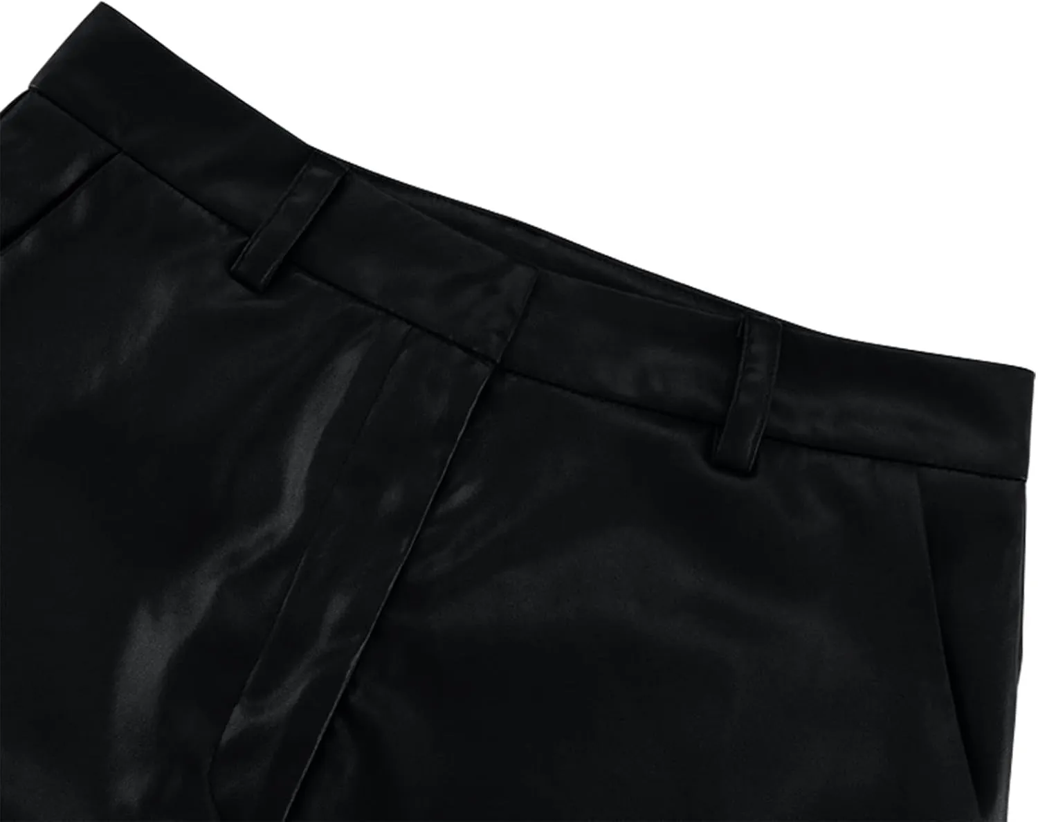 Women's Faux Leather Pants Button Straight Leg Trousers with Pockets Solid Color Retro Versatile High Waisted Pants