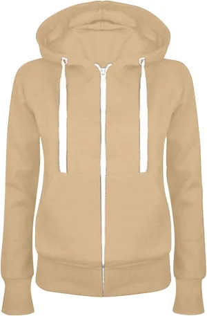 Womens Full-Zip Up Hoodies Casual Long Sleeve Lightweight Sweatshirt with Pockets Solid Color-Block Basic Jackets
