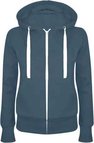 Womens Full-Zip Up Hoodies Casual Long Sleeve Lightweight Sweatshirt with Pockets Solid Color-Block Basic Jackets